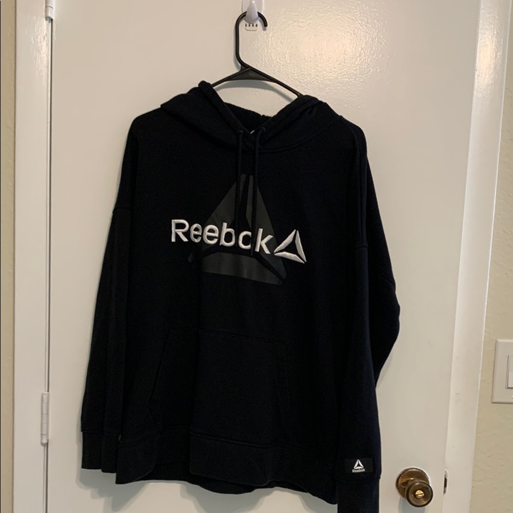 Reebok Men’s Active Black Hoodie Pull Over Logo Outdoors Size XL/EG/TG